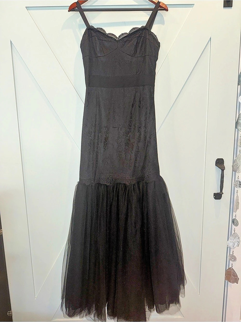 Pearl by Georgina Chapman Black Lace Tulle Maxi Dress Size 10